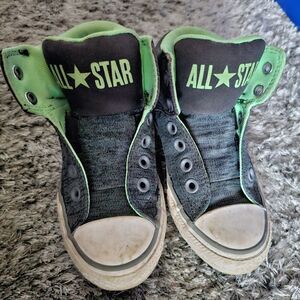 Boys Converse All Star Toddler High Tops gray green white Size 13